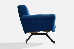 Lenzi Lounge Chairs with Metal Brass and Fabric Italy 1950s - 4768942