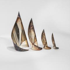 Lino Sabattini Lino Sabattini Decorative Object as Sails in Silvered Metal 70s - 2929846