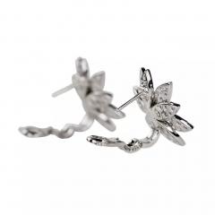 Lotus Diamond Earrings In White Gold 21st Century - 4780071
