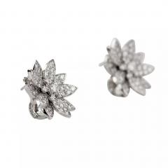 Lotus Diamond Earrings In White Gold 21st Century - 4780073