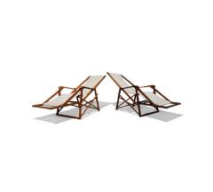 Lucio Costa Pair of Chaise Lounges in Hardwood Fabric Lucio Costa 1950s Lot 320 438A - 4624310
