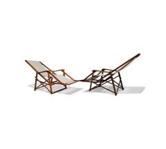 Lucio Costa Pair of Chaise Lounges in Hardwood Fabric Lucio Costa 1950s Lot 320 438A - 4624311