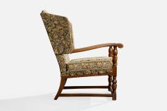 Ludvig Sturm Attribution Lounge Chairs with Fabric and Oak Sweden 1940s - 4769038