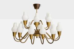 Lyfa Chandelier with Brass and Glass Denmark 1950s - 4769084