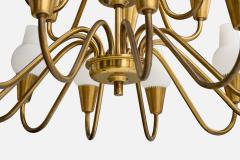 Lyfa Chandelier with Brass and Glass Denmark 1950s - 4769086