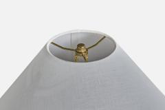 Maison Bagues Floor Lamp with Brass and Fabric France 1960s - 4769112