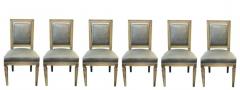 Maison Jansen Set of Six Jansen Style Dining Side Chairs Faux Linen Painted New Upholstery - 2558164