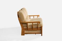 Maison Regain Sofa with Elm and Fabric France 1970s - 4769120