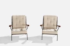 Maurizio Tempestini Lounge Chairs with Iron Maple and Fabric USA 1950s - 4769233