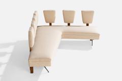 Maurizio Tempestini Unique Sofa with Wood Fabric and Metal Italy 1950s - 4769239