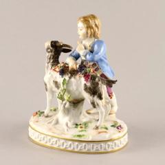 Meissen Porcelain Figure Boy With A Goat Allegory Of Autumn - 4782099