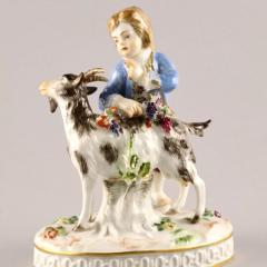 Meissen Porcelain Figure Boy With A Goat Allegory Of Autumn - 4782100
