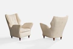 Melchiorre Bega Lounge Chairs with Fabric and Walnut Italy 1950s - 4769274