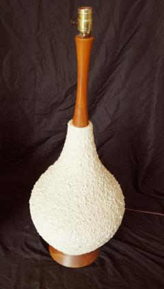 Mid Century Modern Large Popcorn Teak Table Lamps - 1775674