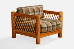 Milo Baughman Lounge Chairs with Pine and Fabric USA 1970s - 4769369