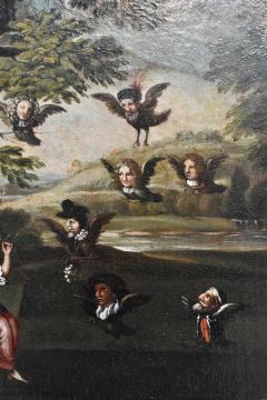 Oil on canvas La Civetta pipe hunting glue hunting owl hunting 18th c  - 4562598