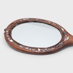 Oval Hand Mirror with Mother of Pearl Inlay - 4165375
