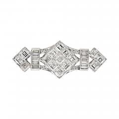 PLATINUM 4 50 CARATS CARRE BAGUETTE AND ROUND CUT DIAMOND BROOCH - 2769594