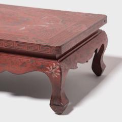 Painted Red Lacquer Kang Table with Fish Chimes - 4259953
