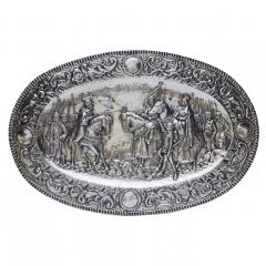 Pair Of Silver Decorative Trays With Knightly Scenes In The Historicist Style - 4781526