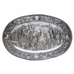 Pair Of Silver Decorative Trays With Knightly Scenes In The Historicist Style - 4781528