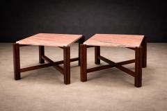 Pair of Brazilian Rosewood Pink Granite Side Tables Brazil 1960s Lot 675A - 4624483