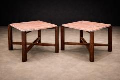 Pair of Brazilian Rosewood Pink Granite Side Tables Brazil 1960s Lot 675A - 4624486