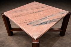 Pair of Brazilian Rosewood Pink Granite Side Tables Brazil 1960s Lot 675A - 4624487