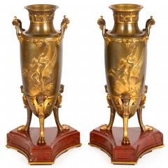 Pair of Bronze Mythological Amphora Garnitures Circa 1880 - 4407458