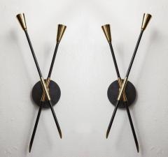 Pair of Custom Brass and Bronze Sconces Inspired by Midcentury Design - 1557061