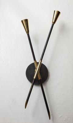 Pair of Custom Brass and Bronze Sconces Inspired by Midcentury Design - 1557064