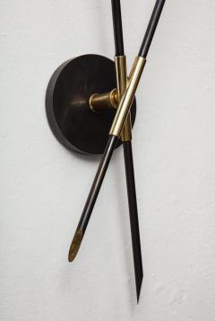 Pair of Custom Brass and Bronze Sconces Inspired by Midcentury Design - 1557065