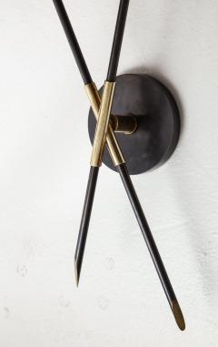 Pair of Custom Brass and Bronze Sconces Inspired by Midcentury Design - 1557071
