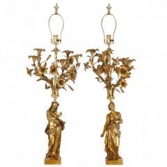Pair of Figural Bronze Five Light Candelabra after Feuch re de Labroue - 4407511