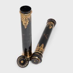 Pair of Gilt Black Lacquer Scroll Cases - 4165461