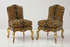 Pair of Leopard and Gold Slipper Chairs - 2995069