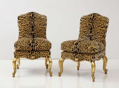 Pair of Leopard and Gold Slipper Chairs - 2995070