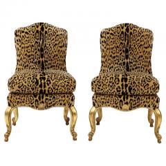 Pair of Leopard and Gold Slipper Chairs - 2995072