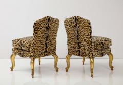 Pair of Leopard and Gold Slipper Chairs - 2995074