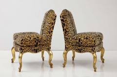 Pair of Leopard and Gold Slipper Chairs - 2995075