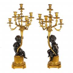 Pair of Louis XVI Seven Light Candelabra with Putto Figurals 19th Century - 4407224