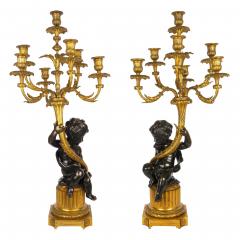 Pair of Louis XVI Seven Light Candelabra with Putto Figurals 19th Century - 4407225