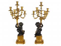 Pair of Louis XVI Seven Light Candelabra with Putto Figurals 19th Century - 4407226