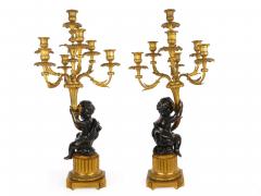 Pair of Louis XVI Seven Light Candelabra with Putto Figurals 19th Century - 4407227
