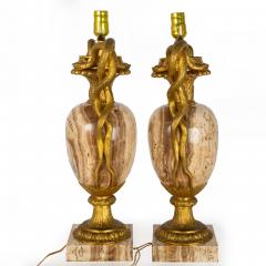 Pair of Louis XVI Style Lamps Entwined Snake Handles - 4407111