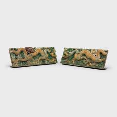 Pair of Ming Sancai Dragon Roof Tiles - 4167118