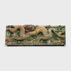Pair of Ming Sancai Dragon Roof Tiles - 4167119