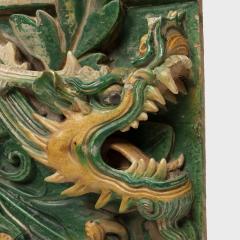 Pair of Ming Sancai Dragon Roof Tiles - 4167120