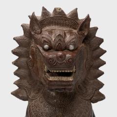 Pair of Polychrome Khmer Guardian Lions - 4167147