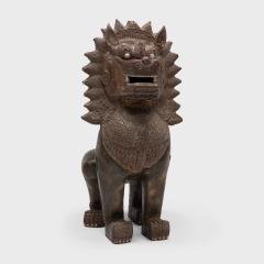 Pair of Polychrome Khmer Guardian Lions - 4167148